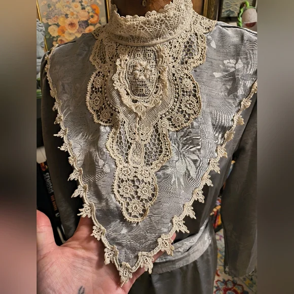 Vintage Scott McClintock For Gunne Sax Dress Silver Size 12 - Picture 7 of 9